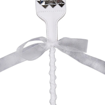 White Leather Bow-Knot Palm Clap Spanking Paddle Whips Fetish Slave Bdsm Spank Flogger Fantasy Couples Sexy Adult Games Cosplay