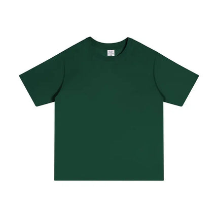 250GSM Customized Printed LOGO Solid 100% Cotton T-shirts Basic Tee Casual Oversized Drop Shoulder Quality Short T-shirt Men