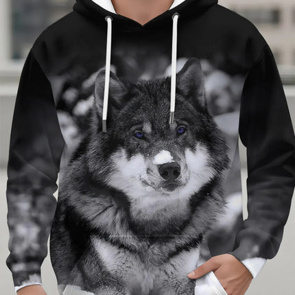Fashion Animal Men's Hoodie Wolf 3D Print Fall Sweatshirt Hoodie Street Casual Sweatshirt Y2K Men's Oversized Unisex Clothing