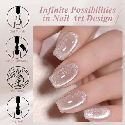 10ml Nude Pink Cat Magnetic Gel Nail Polish Ultral Shine Glitter Semi Permanent Soak Off UV Gel Varnish Nail Decor Nail Supplies