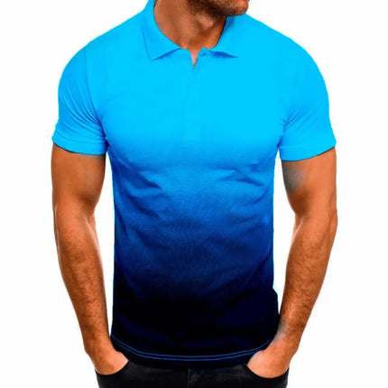 Summer Men's Polo Shirts CZ Ceska Zbrojovka Firearms Men's T-Shirts Short Sleeve Tees Gradient Color Mesh Cotton Lapel Tops S-5XL