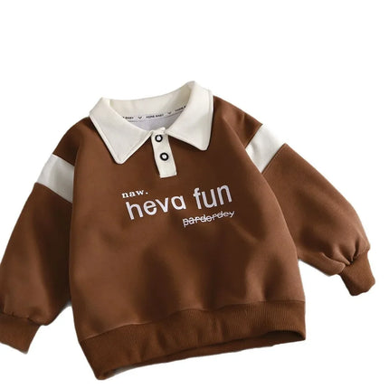 Autumn Wear Long Sleeve Turn-down Collar Sweatshirt Loose Fit Children's Polo Shirt for Boys Spring Summer New Arrival