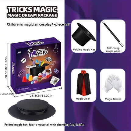 All-in-One Magic Kit | 100+ Magic Tricks with Hat, Cape, Rabbit & Props | Video Tutorials Included | Kids & Adults Party Favors,