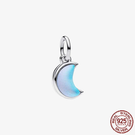 Key & Lock 925 Sterling Silver Pave Moon Heart Flower Dangle Charms Fit Original Bracelet Beads Jewelry DIY Gift plata de ley