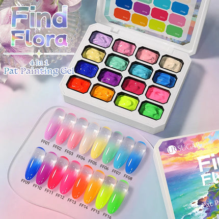 UR SUGAR 4 in 1 16 Colors Pat Painting Gel For Gradient  Stamping Drawing Pattern UV/LED  Gradient Patting Gel Palette