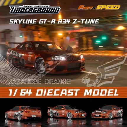Fast Speed 1:64 Skyline Z-tune R34 Alloy Car Model