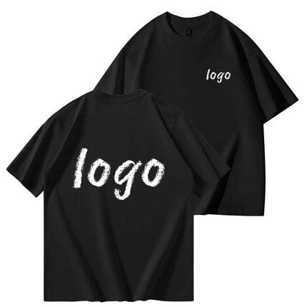 DIY260g 100% pure cotton customized men's T-shirt with logo text photos on both sides, summer breathable short sleeved top 2025