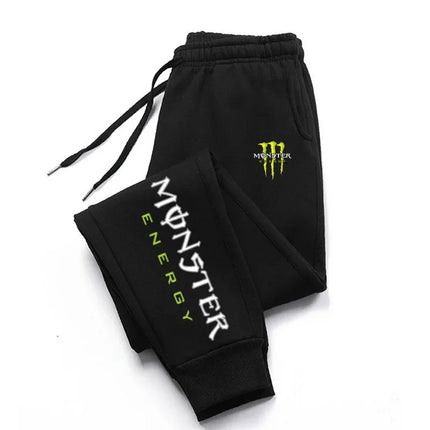 Monster Energy Letter Print Multi-functional Drawstring Casual Pants Men's Loose Fit Straight-Leg Sports Pants