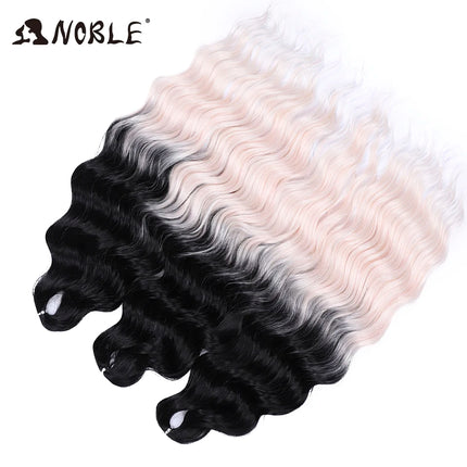 Noble Braiding Hair Extensions 24 Inch Synthetic Hair Water Wave Ombre Rainbow color Deep Wave Curl Twist Crochet Hair Extension