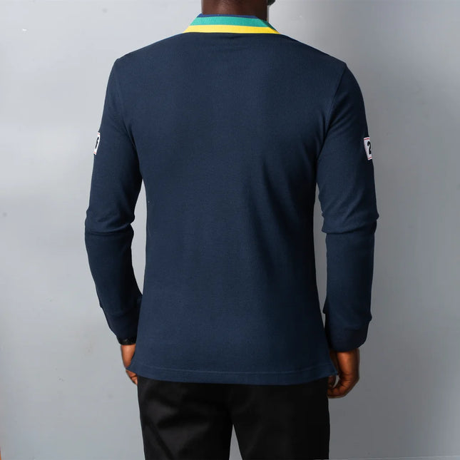 French Paris cotton men's long-sleeved Polo shirt embroidery sporty casual fashionable Christmas Halloween Valentine's Day Carni