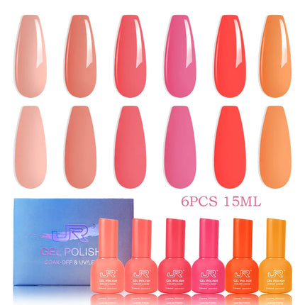 15ml gel Nail Polish set Including Red Pink Nude Gel Polish Kit LED Soak Off Polish Home DIY top coat