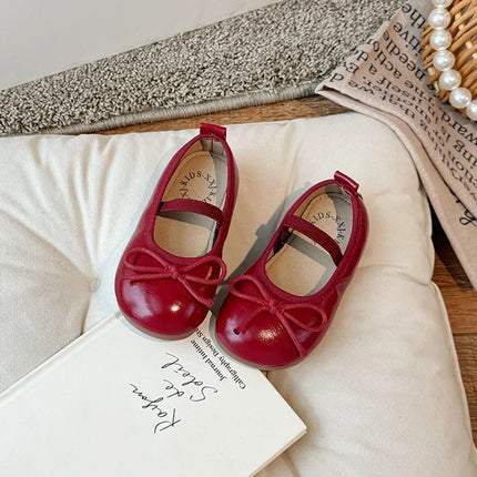 2024 Spring&Autumn Children's Little Leather Shoes for Girls Korean Girls' Soft Sole Bow Anti Slip Fashion Princess Single Shoes