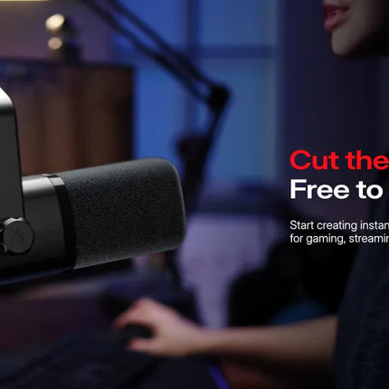 maono PD100W Wireless Dynamic Microphone Cardioid Dynamic Mic 50m Range One-Touch Noise Reduction RGB for Gaming Live Streaming