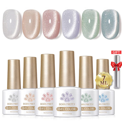 BORN PRETTY Cat Magnetic Moonlight Gel Nail Polish Set 10ml Sparking White Silver Water-light Soak Off UV Gel Nail Art Manicure
