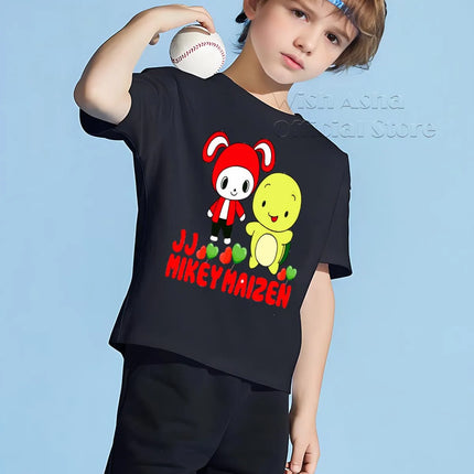 Kids Maizen JJ and Mikey T Shirt  Boys 100% Cotton Cartoon Tee Girls YouTube YouTuber Printed Top Wish Asha Children Clothes