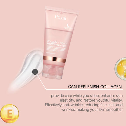 Korean Collagen Overnight Wrapping Peel Off Facial Mask, Collagen Night Wrapping Mask Deeply Hydrates Night Care Mask Cream 75ml