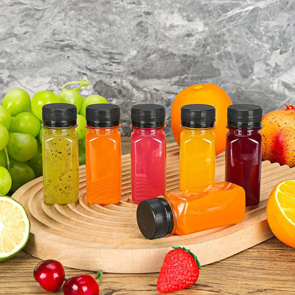 2oz Shot Bottles with Caps,Empty Juice Bottles for Juicing,Reusable Juice Containers for Milk Ginger Shots Drinking Beverages