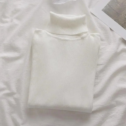 Korean High Collar Knitted Long Sleeve Base Shirt Pure Color Slimming Versatile Underwear Elegant Inner Long Top Women's Fashion