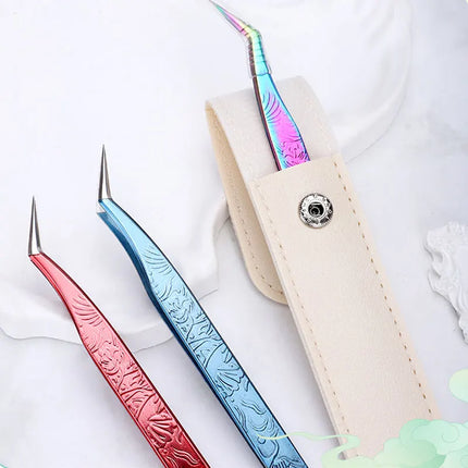 1PC  False Lashes Eyelashes Extension Tweezers 5 colors volume fans Pliers Nail Clips non-slip Professional Beauty make up Tools