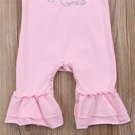 0-18months Baby Girls Romper With Headband Solid Pink Summer Short Sleeve Flowers Jumpsuit For Infant Girls