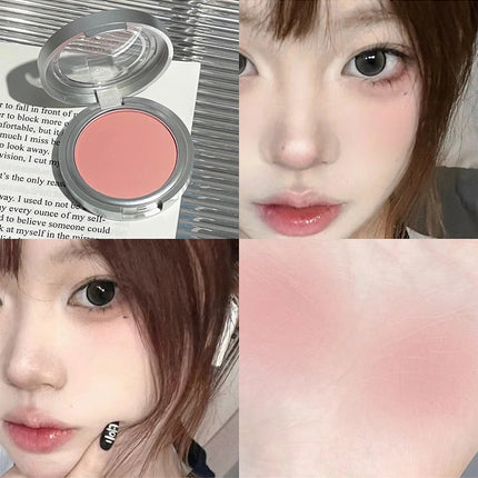 Single Matte Blusher Palette Blush Cream Contour Makeup Face Blusher Natural Cheek Tint Brighten Waterproof Peach Blush Cosmetic