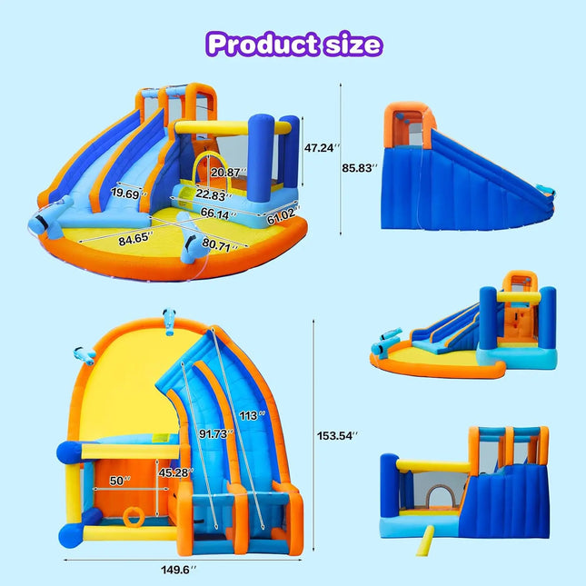 SkyBounce Inflatable Bounce House Water Water Park Double Slide Bouncer Castle Pool Climbing Wall Blower Backyard Indoor Outdoor