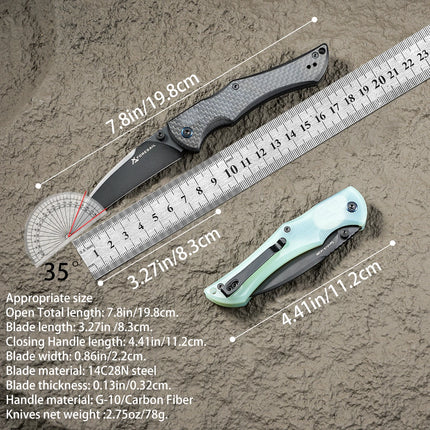 High Quality Folding pocket knife. 14C28N Steel Pocket Knife,carbon fiber Handle,Outdoor Camping Hunting EDC Folding Knife
