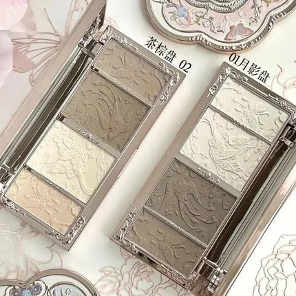 Flower Knows Makeup Butterfly Cloud Collar Collection Embossed Highlight&Contour Luminador Contouring Kit Palette Face Powder I