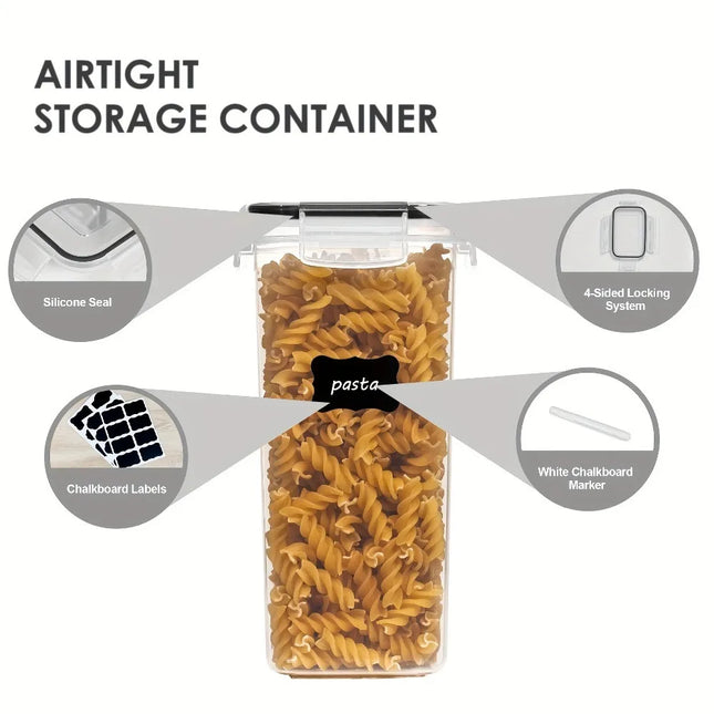 12-Piece Food Storage Containers with Lids, Plastic Kitchen Pantry Organizers for Dry Goods Flour Sugar