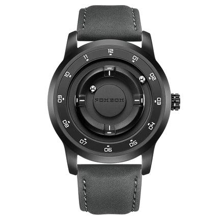 FOXBOX Watch Planet Design Fashion Floating Magnetic Pointer Free Ball Bearing Creative Simple Waterproof Quartz Watch for Men