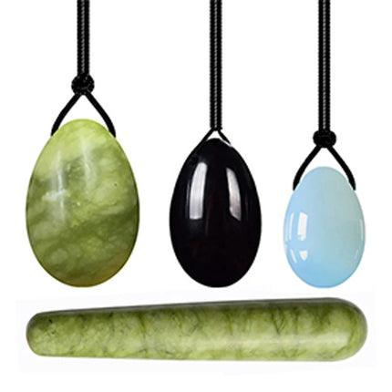 3/4PCS Jade Egg Mix Yoni Egg Set Natural Jade Eggs Women Kegel Exerciser Yoni Wand Jade Massager Vaginal Muscles Tightening Ball