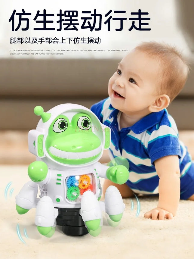 Electric space crocodile toy for children to sing and dance, 1-3 year old baby puzzle, omnidirectional walking fish