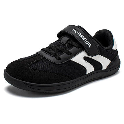 HOBIBEAR Boys Girls Barefoot Shoes Wide Toe Zero Drop Sneakers Retro Lightweight Hook Loop Minimalist Shoes for Big Kids