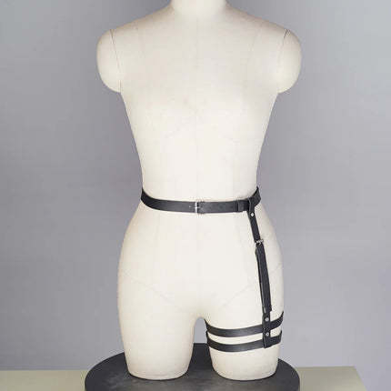 Adjustable PU Leather Waist to Thigh Harness Women Erotic Leg Garter Belt BDSM Bondage Fetish Gothic Lingerie Strap Accessory