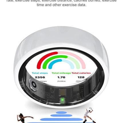 Smart Ring Couple Space Interaction Health and Sleep Monitor Multi Sport Mode Gesture Control 5ATM Waterproof with Charging Case