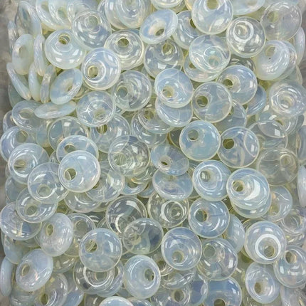 🔥RX8-1 Natural Stone Big Hole Beads Flat Round Pink Quartz Agate Jades Crystal Bead For DIY Lucky Jewelry Making