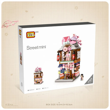 Mini City Street View Noodle Shop House Building Blocks 4 in 1 Japanese Architecture Friends Figures Bricks Toys For Children