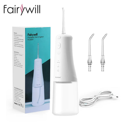 Fairywill Cordless Water Flosser 3 Modes And 2 Replaceable Nozzles 300Ml Detachable Water Tank Ipx7 Waterproof Oral Irrigator