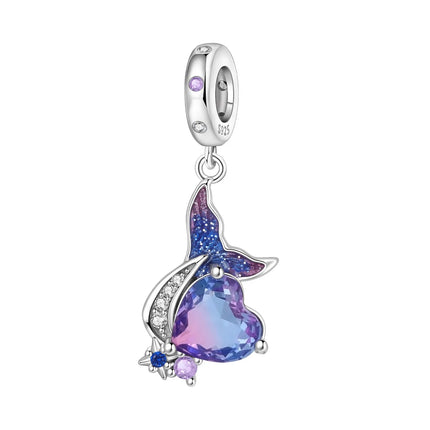 Purple Series 925 Sterling Silver Lily of the Valley Rose Mermaid Witch Hat Charm Fit DIY Bracelet Necklace Charming Gifts