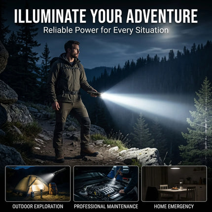 1200LM EDC Handheld Flashlight,USB-C Rechargeable Tactical Zoomable Torch,1000m Long Range,4 Modes for Outdoor Camping Emergency