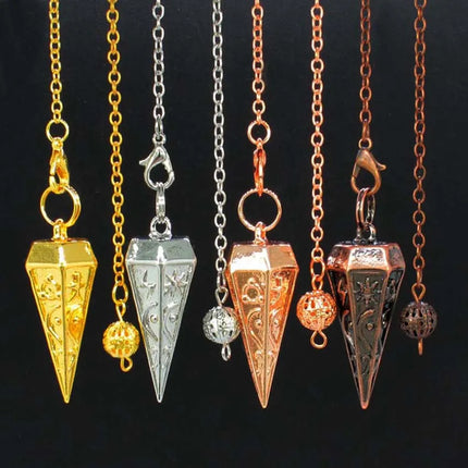 Copper Metal Rune Pendulum For Dowsing Divination Balancing Body Healing Chakra Reiki Spiritual Antique Pendant