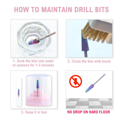 MagiBling Crystal Top Small Barrel Carbide Nail Drill Bits Left Right Hand Cuticle Gel Polishing Remove Easy Use Manicure Tools
