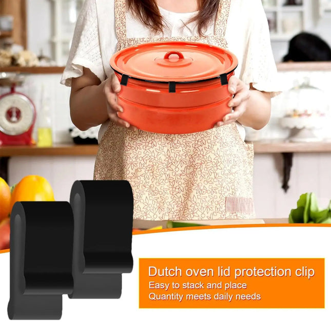 Silicone Dutch Oven Protector Clips Food Grade Cookware Lid Holder Stacking Guard Kitchen Storage Clip for Cast Iron Pot