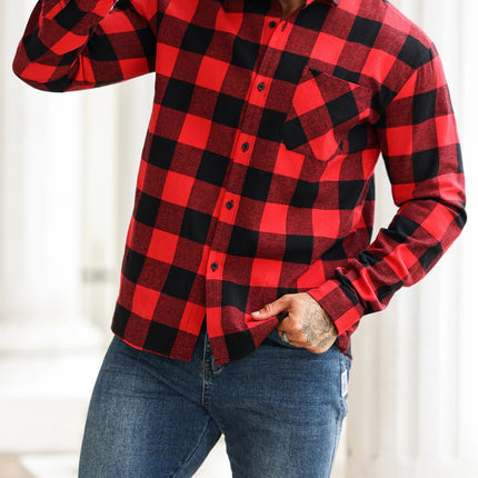 New Men's Checkered Shirt That Is Trendy, Versatile, Casual, Fashionable, and Fits Snugly for Office, Outdoor Sports, Fitness,