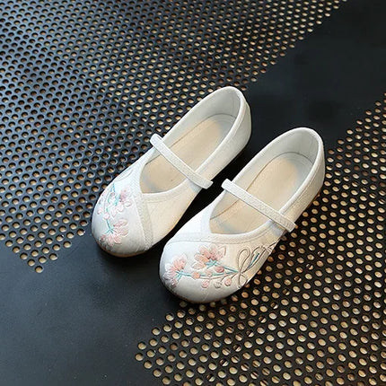 Children Fashion Girls Embroidered Shoes Chinese Ethnic Style Princess Dance Shoes Kids Causal Ancient Hanfu Shoes Handmade Flat