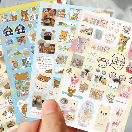 8PCS Cartoon Rilakkuma Cute Stickers DIY Cut Membrane Hand Account Decoration Sticker Children’s Gift Decals Toy