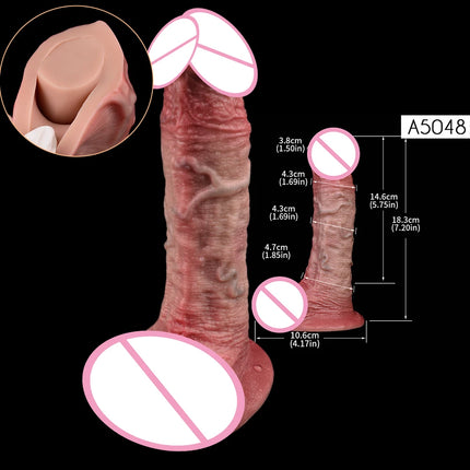 SXXY Skin Texture Lifelike Double Layer Silicone Dildo Elastic Soft Anal Plug Vaginal Anus Stimulator Dual Layer Penis Sex Toys