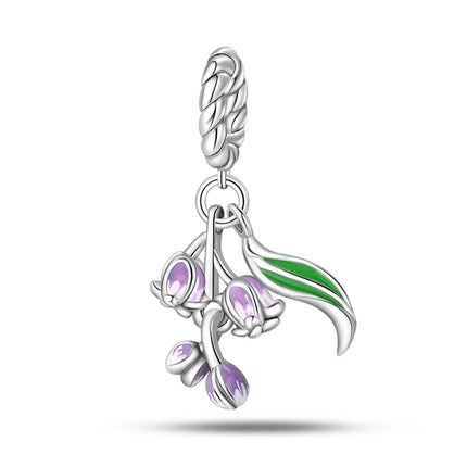 Purple Series 925 Sterling Silver Lily of the Valley Rose Mermaid Witch Hat Charm Fit DIY Bracelet Necklace Charming Gifts