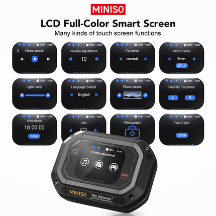 AI MINISO M98 Wireless Headphones OWS Sports Bluetooth Earphones Gaming Headset AI Translator Earbuds APP LCD Touch Screen IPX5