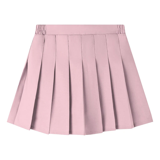 Girls Summer Fashion Korean Preppy Style High Waist A-Line Pleated Skirts in Solid Color with Elastic Waistband for Perfect Fit